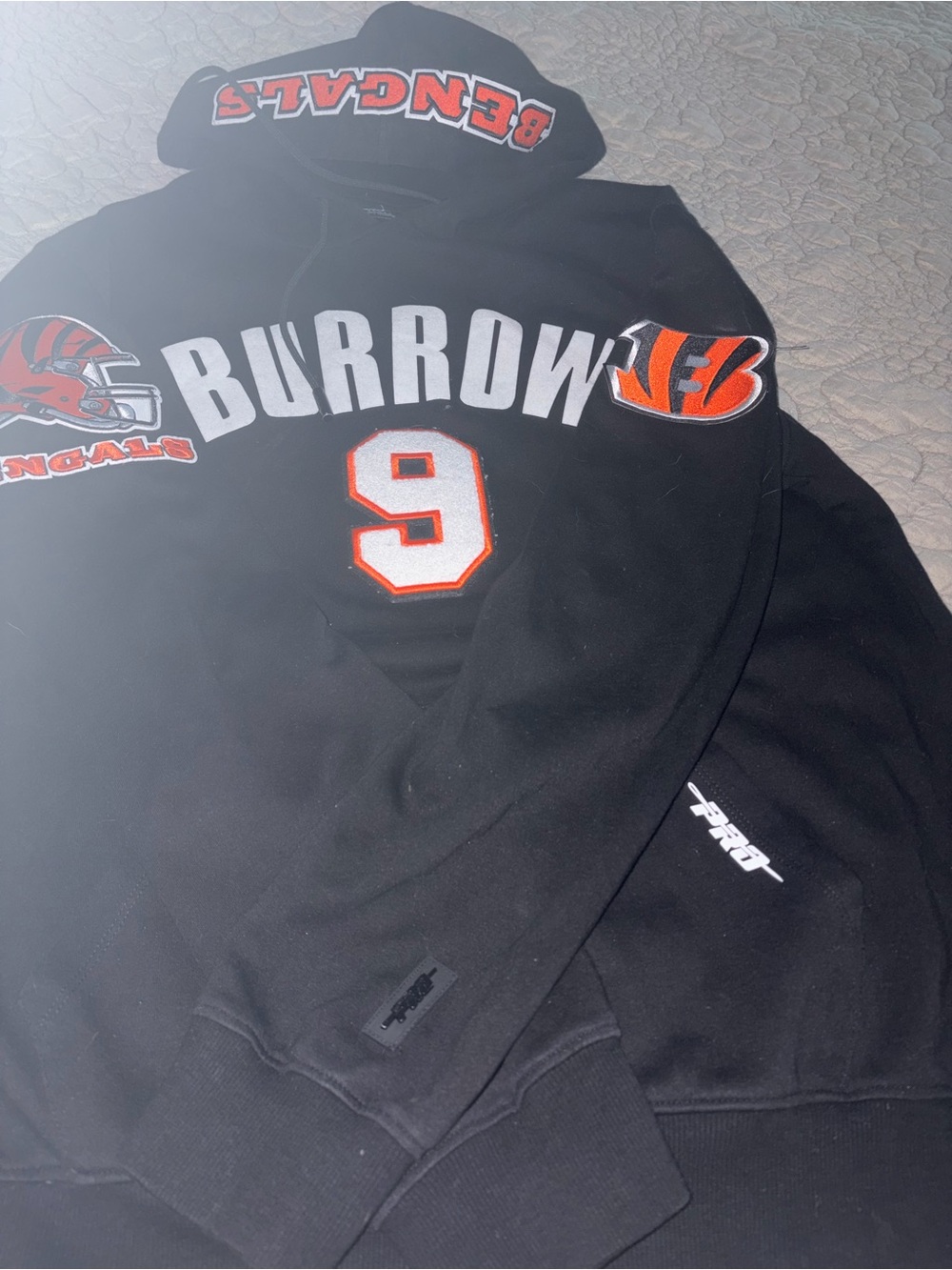 Men's Black Burrow #9 Pullover Hoodie - Bengals Graphic